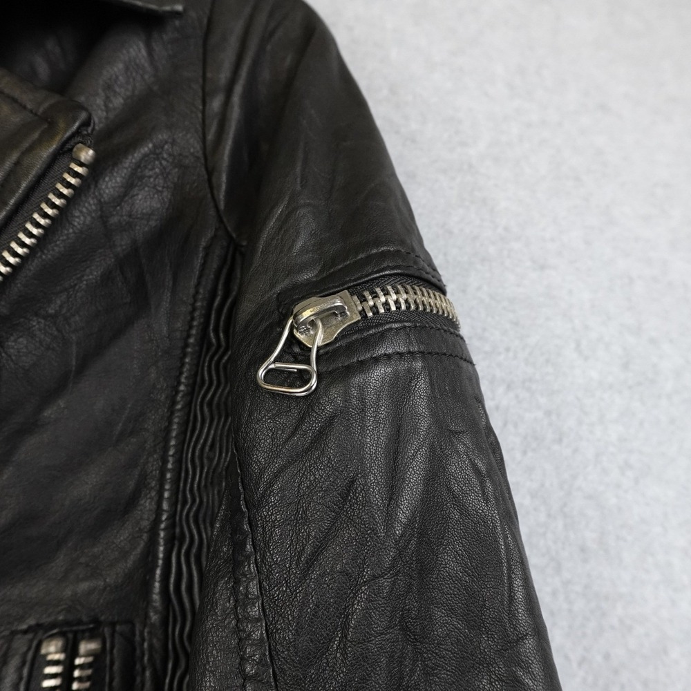 JOES Sheep Leather Jacket Black Biker Moto Zippered Women's Small Cropped Punk - Picture 9 of 16